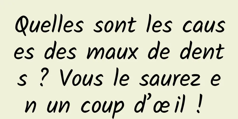 Quelles sont les causes des maux de dents ? Vous le saurez en un coup d’œil ! 