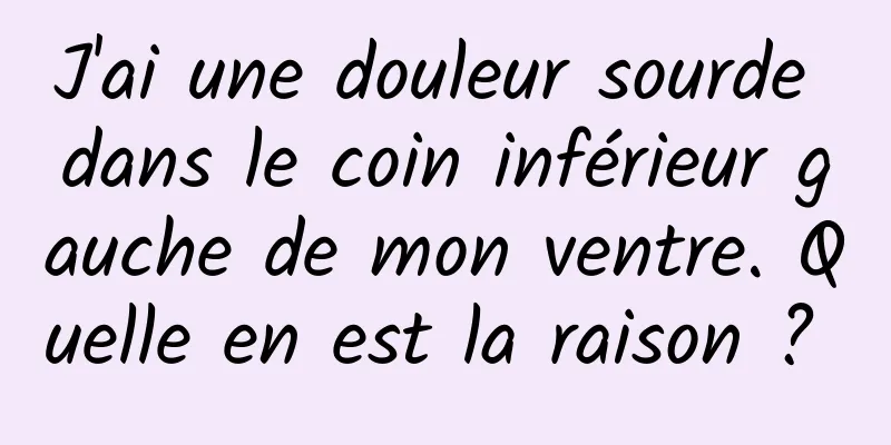 J'ai une douleur sourde dans le coin inférieur gauche de mon ventre. Quelle en est la raison ? 