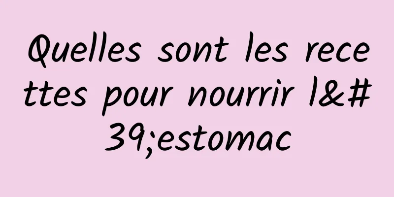 Quelles sont les recettes pour nourrir l'estomac