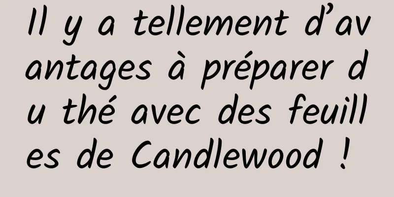 Il y a tellement d’avantages à préparer du thé avec des feuilles de Candlewood ! 