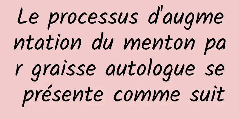 Le processus d'augmentation du menton par graisse autologue se présente comme suit