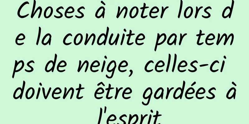 Choses à noter lors de la conduite par temps de neige, celles-ci doivent être gardées à l'esprit