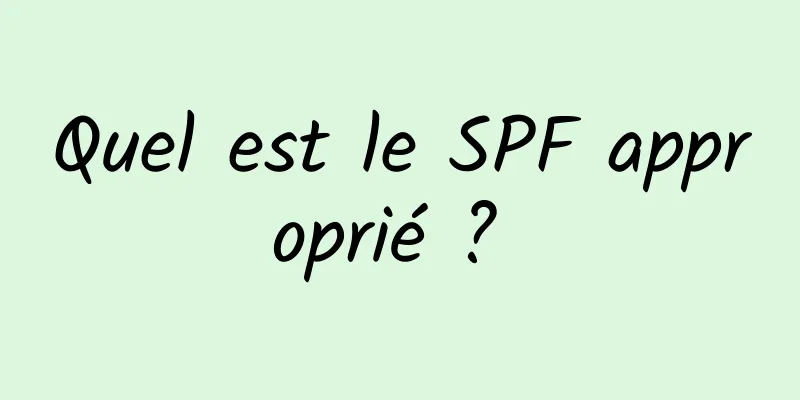 Quel est le SPF approprié ? 