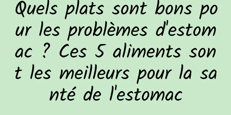 Quels plats sont bons pour les problèmes d'estomac ? Ces 5 aliments sont les meilleurs pour la santé de l'estomac