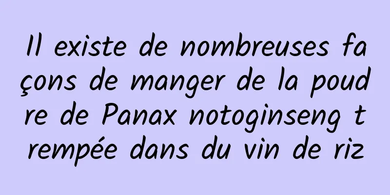 Il existe de nombreuses façons de manger de la poudre de Panax notoginseng trempée dans du vin de riz