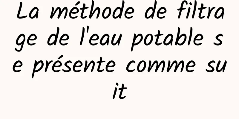 La méthode de filtrage de l'eau potable se présente comme suit