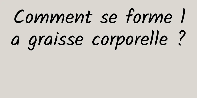 Comment se forme la graisse corporelle ? 