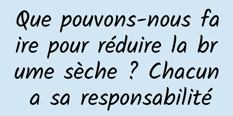 Que pouvons-nous faire pour réduire la brume sèche ? Chacun a sa responsabilité