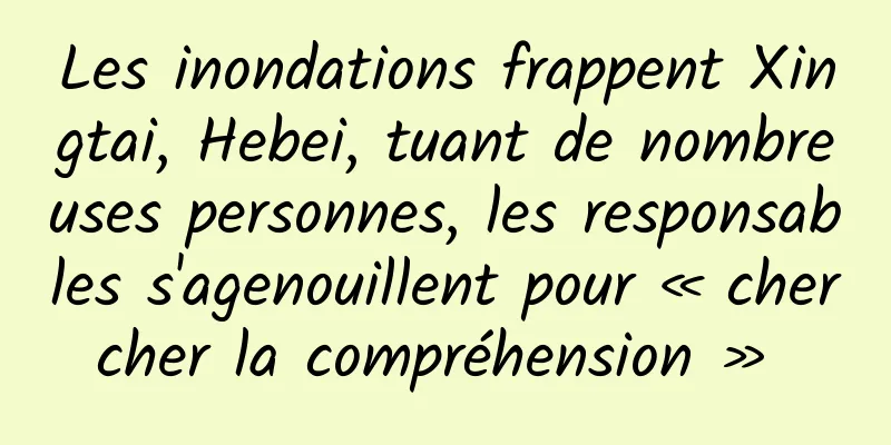 Les inondations frappent Xingtai, Hebei, tuant de nombreuses personnes, les responsables s'agenouillent pour « chercher la compréhension » 