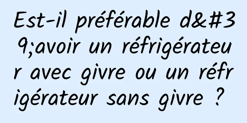 Est-il préférable d'avoir un réfrigérateur avec givre ou un réfrigérateur sans givre ? 