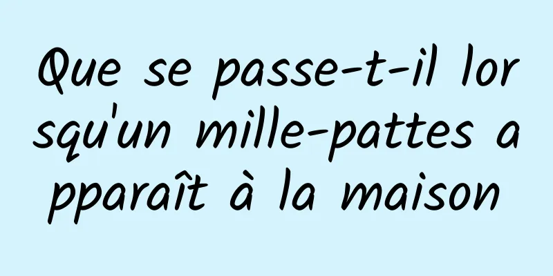 Que se passe-t-il lorsqu'un mille-pattes apparaît à la maison