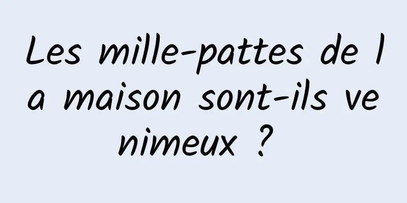 Les mille-pattes de la maison sont-ils venimeux ? 