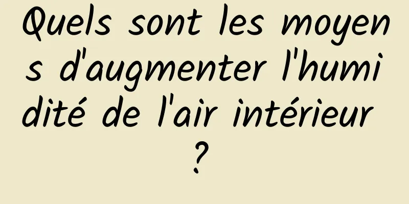 Quels sont les moyens d'augmenter l'humidité de l'air intérieur ? 