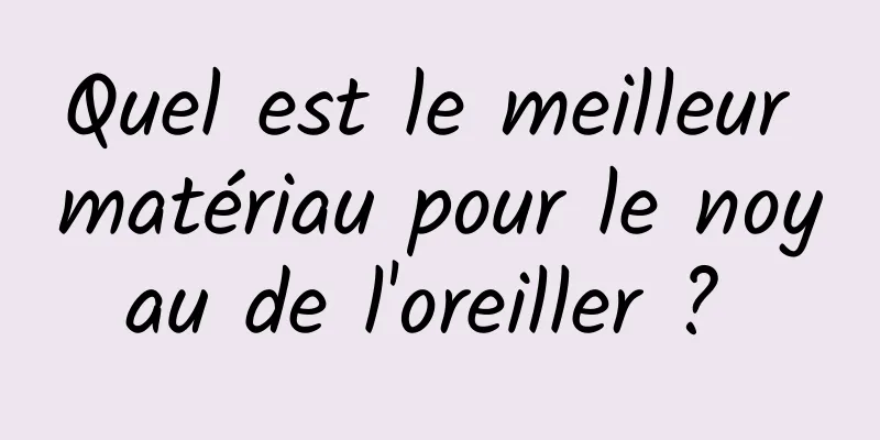 Quel est le meilleur matériau pour le noyau de l'oreiller ? 