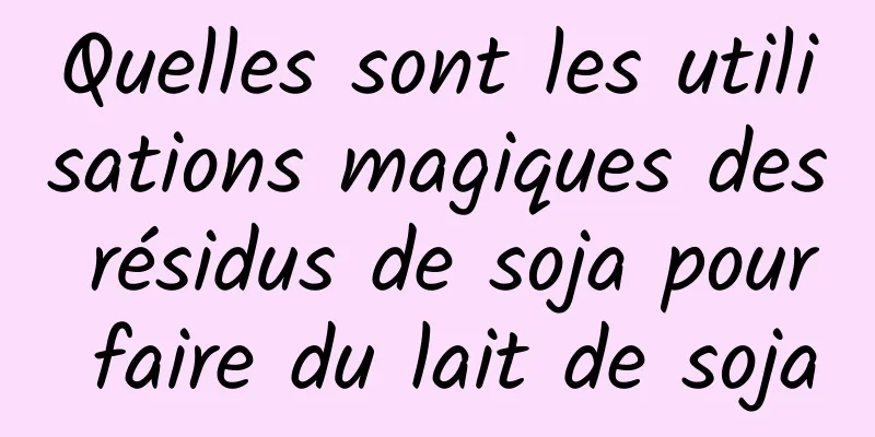 Quelles sont les utilisations magiques des résidus de soja pour faire du lait de soja