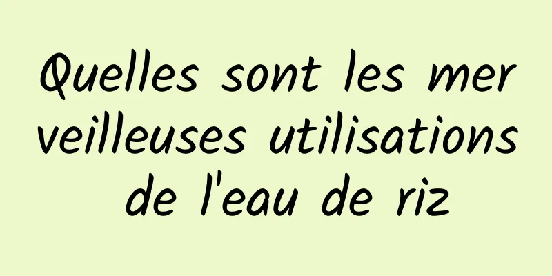 Quelles sont les merveilleuses utilisations de l'eau de riz