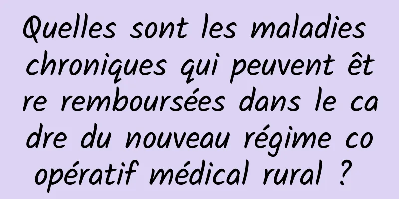 Quelles sont les maladies chroniques qui peuvent être remboursées dans le cadre du nouveau régime coopératif médical rural ? 