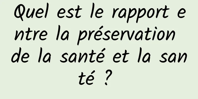 Quel est le rapport entre la préservation de la santé et la santé ? 