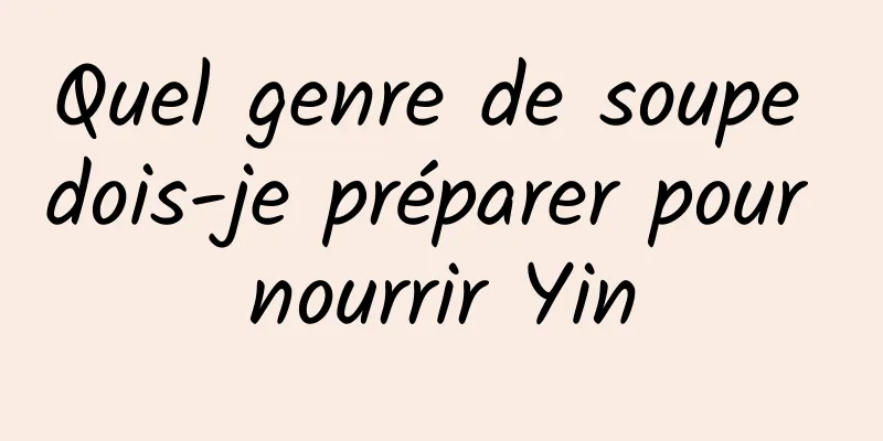 Quel genre de soupe dois-je préparer pour nourrir Yin