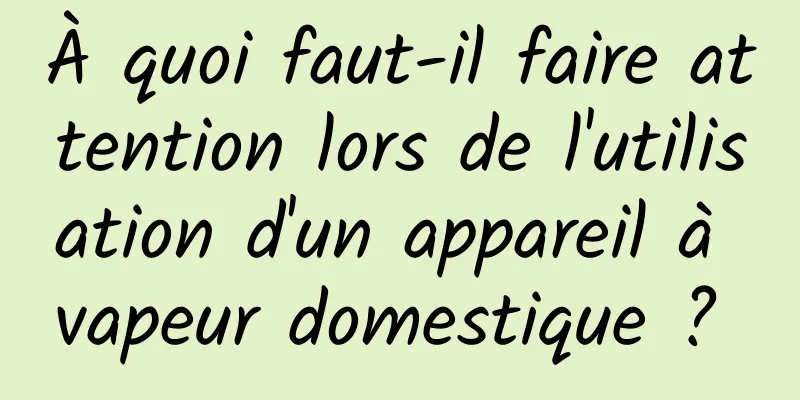 À quoi faut-il faire attention lors de l'utilisation d'un appareil à vapeur domestique ? 