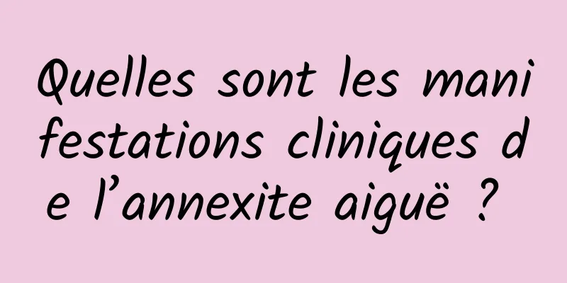 Quelles sont les manifestations cliniques de l’annexite aiguë ? 