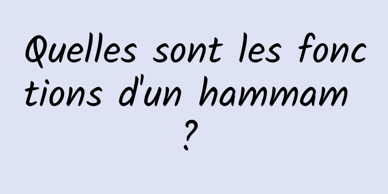 Quelles sont les fonctions d'un hammam ? 