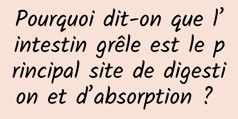 Pourquoi dit-on que l’intestin grêle est le principal site de digestion et d’absorption ? 