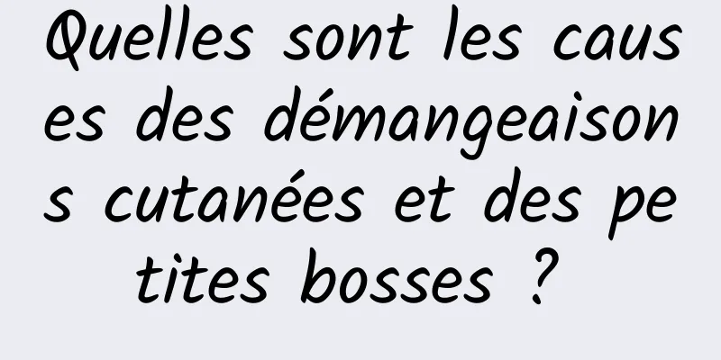 Quelles sont les causes des démangeaisons cutanées et des petites bosses ? 