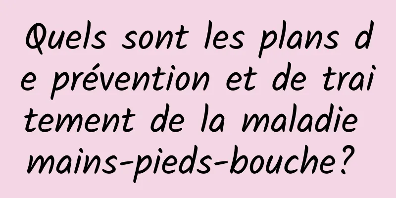 Quels sont les plans de prévention et de traitement de la maladie mains-pieds-bouche? 