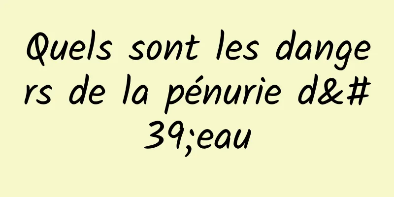 Quels sont les dangers de la pénurie d'eau