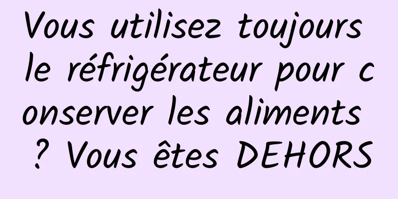 Vous utilisez toujours le réfrigérateur pour conserver les aliments ? Vous êtes DEHORS