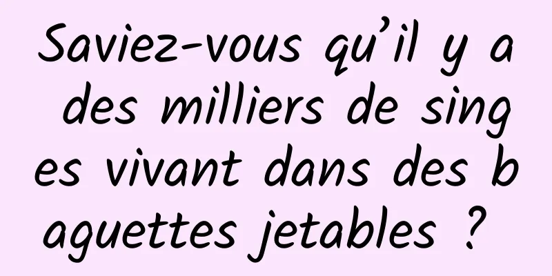 Saviez-vous qu’il y a des milliers de singes vivant dans des baguettes jetables ? 