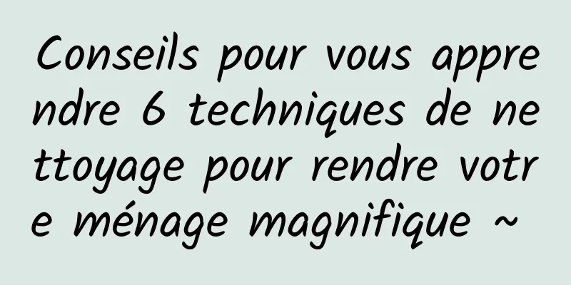 Conseils pour vous apprendre 6 techniques de nettoyage pour rendre votre ménage magnifique ~ 