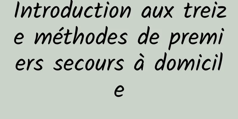 Introduction aux treize méthodes de premiers secours à domicile