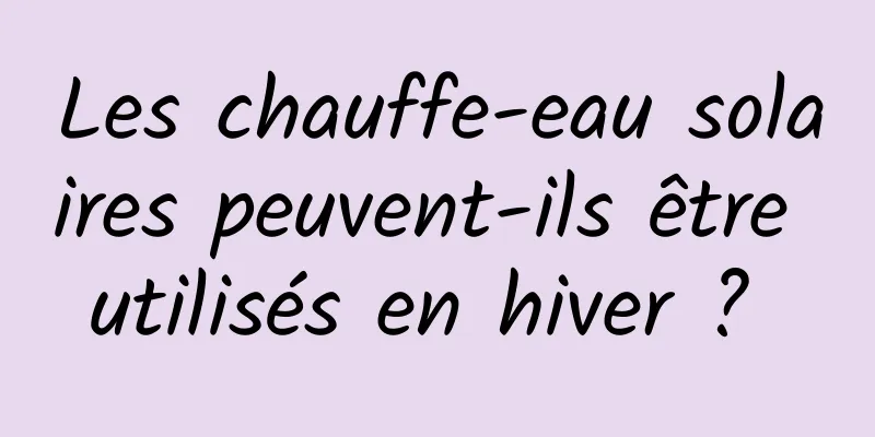 Les chauffe-eau solaires peuvent-ils être utilisés en hiver ? 