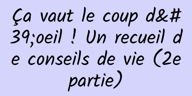 Ça vaut le coup d'oeil ! Un recueil de conseils de vie (2e partie) 